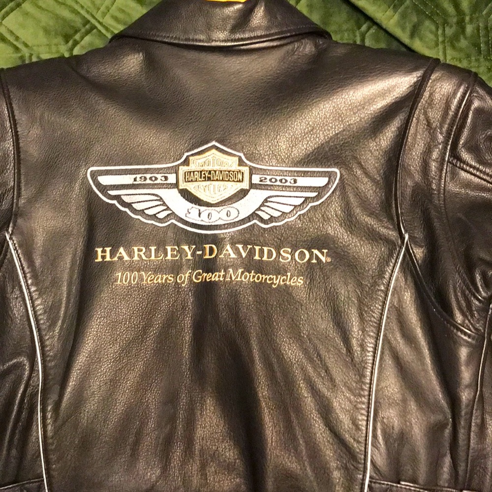 Harley Davidson leather motorcycle jacket. 100 anniversary year edition.